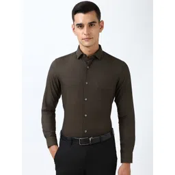 Peter England Elite Men Spread Collar Textured Cotton Slim Fit Formal Shirt-picture-38