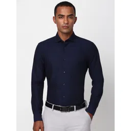 Peter England Elite Men Spread Collar Textured Solid Cotton Slim Fit Formal Shirt-picture-31