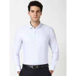 Peter England Elite Men Spread Collar Vertical Striped Cotton Slim Fit Formal Shirt-picture-10