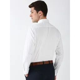 Peter England Elite Men Spread Collar Vertical Striped Cotton Slim Fit Formal Shirt image 4