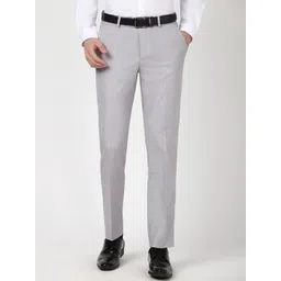 Peter England Elite Men Textured Slim Fit Trousers-picture-39