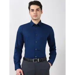 Peter England Elite Men Textured Spread Collar Pure Cotton Regular Fit Formal Shirt-picture-11