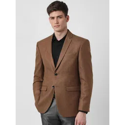 Peter England Elite Self Design Slim-Fit Single Breasted Formal Blazer-picture-21