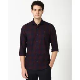 peter england Men Checked Slim Fit Shirt image 1