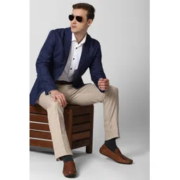 peter england Men Checkered Single Breasted Formal Blazer image 5