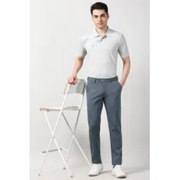 peter england Men Regular Fit Black Cotton Blend Trousers image 2