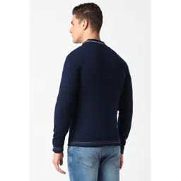 peter england Men Solid Blue Sweater image 2