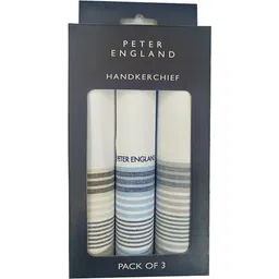 PETER ENGLAND Men's Cotton Color Border ["White, Blue, Grey & Beige"] Handkerchief-picture-12
