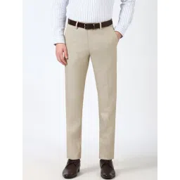 Peter England Beige Blended Slim fit Solid Trouser-picture-20