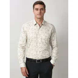 Peter England Beige Cotton Regular Fit Printed Shirt-picture-13