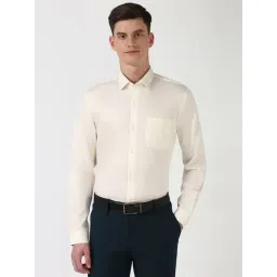 Peter England Beige Cotton Regular Fit Shirt-picture-12