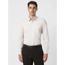 Peter England Beige Regular Fit Striped Shirt-picture-44