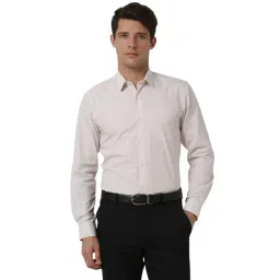 Peter England Beige Slim Fit Checks Shirt-picture-24