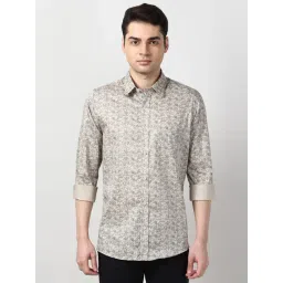 Peter England Beige Slim Fit Printed Shirt-picture-13