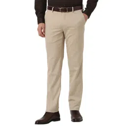 Peter England Beige Slim Fit Trousers-picture-26