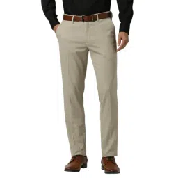 Peter England Beige Slim Fit Trousers-picture-29