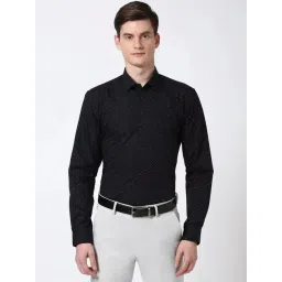 Peter England Black Cotton Regular Fit Geometric Shirt-picture-48