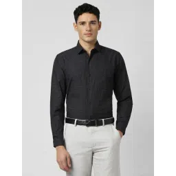 Peter England Black Cotton Slim Fit Checks Shirt-picture-32