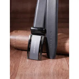 Peter England Black Leather Waist Belt For Men-picture-31