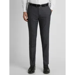 Peter England Black Slim Fit Checks Trousers-picture-44