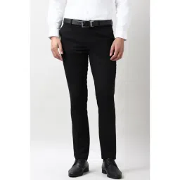 Peter England Black Slim Fit Trousers-picture-10