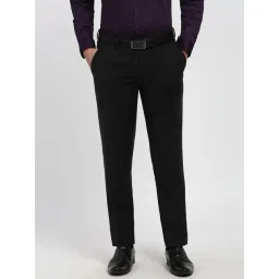 Peter England Black Slim Fit Trousers-picture-26
