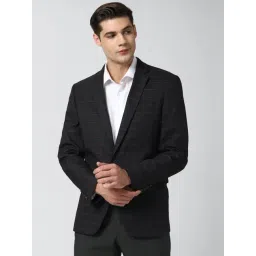 Peter England BlackSlim Fit Checks Blazer-picture-28
