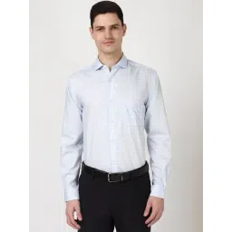 Peter England Blue Cotton Regular Fit Checks Shirt-picture-16