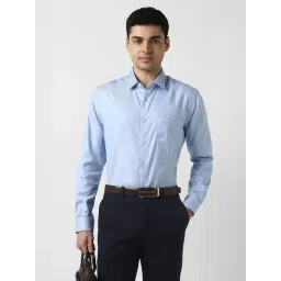 Peter England Blue Cotton Regular Fit Formal Shirt-picture-21