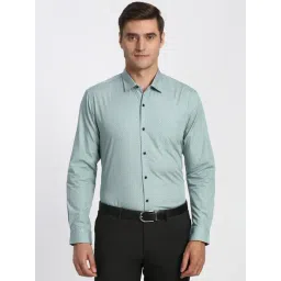 Peter England Blue Cotton Regular Fit Polka Dot Shirt-picture-12