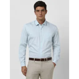 Peter England Blue Cotton Regular Fit Shirt-picture-16