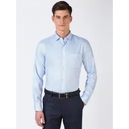 Peter England Blue Cotton Regular Fit Striped Shirt-picture-38
