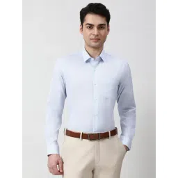 Peter England Blue Cotton Regular Fit Textured Formal Shirt-picture-24