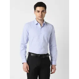 Peter England Blue Cotton Slim Fit Checks Shirt-picture-39