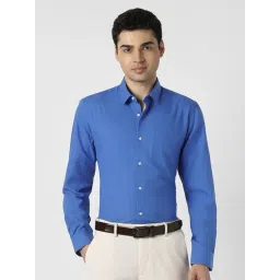 Peter England Blue Cotton Slim Fit Formal Shirt-picture-37