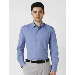 Peter England Blue Cotton Slim Fit Formal Shirt-picture-38