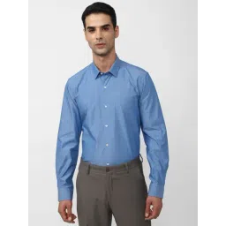 Peter England Blue Cotton Slim Fit Printed Shirt-picture-39