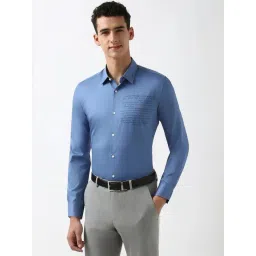 Peter England Blue Cotton Slim Fit Printed Shirt-picture-34