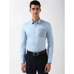 Peter England Blue Cotton Slim Fit Printed Shirt-picture-33