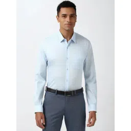 Peter England Blue Cotton Slim Fit Printed Shirt-picture-29