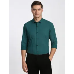 Peter England Blue Cotton Slim Fit Printed Shirt-picture-10