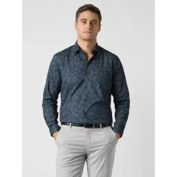 Peter England Blue Cotton Slim Fit Printed Shirt-picture-21