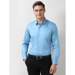 Peter England Blue Cotton Slim Fit Printed Shirt-picture-35