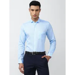 Peter England Blue Cotton Slim Fit Printed Shirt-picture-22