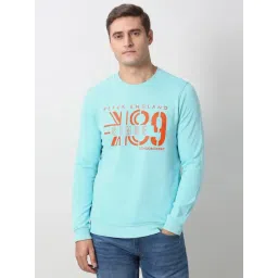 Peter England Blue Cotton Slim Fit Printed Sweatshirt-picture-11