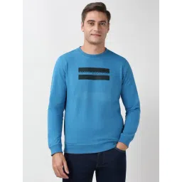 Peter England Blue Cotton Slim Fit Printed Sweatshirt-picture-41