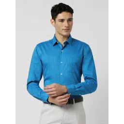 Peter England Blue Cotton Slim Fit Shirt-picture-31