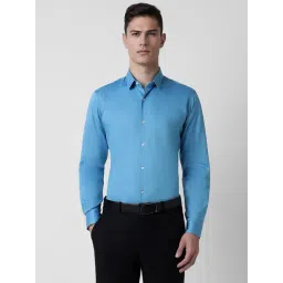 Peter England Blue Cotton Slim Fit Shirt-picture-24