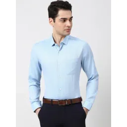 Peter England Blue Cotton Slim Fit Shirt-picture-15