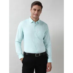 Peter England Blue Cotton Slim Fit Shirt-picture-14